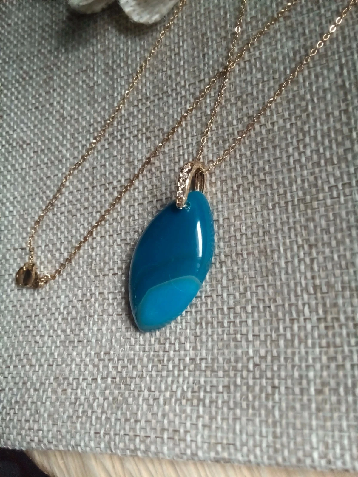 Collier pierre naturelle d'agate bleue – photo 2